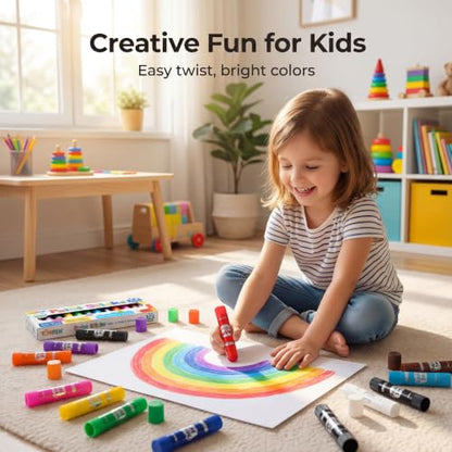 Tempera Paint Sticks for Kids & Artists,96 Pack 12 Vibrant Color,Non-Toxic,Quick Drying,Classic Rainbow Colors,Washable Solid Paint Crayons,Ideal for School Classroom Art Projects & DIY Crafts