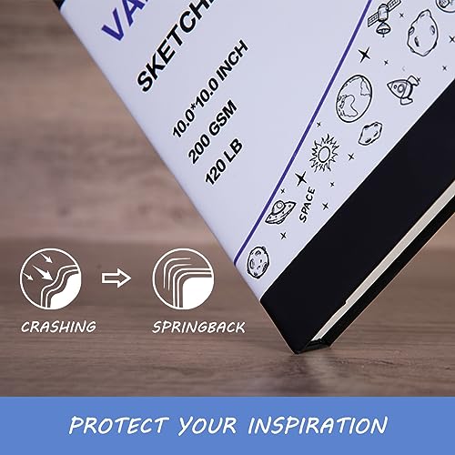 Vanrtto Square Sketch Book, Mixed Media Sketchbook 4.5x4.5 in 2 Pack | Hardcover Square Sketchbook 120lb/200GSM Sketchbook Drawing Paper for Watercolor Mixed Media, 120 Sheets/240 Pages Sketch Pad - size: 4.5*4.5 INCH 2 PACK