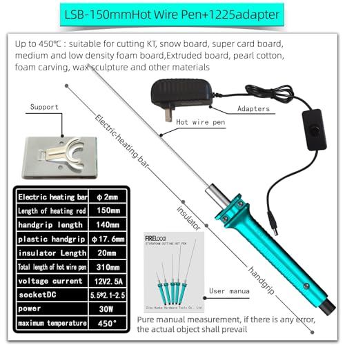 Hot Wire Pen, Electric Hot Wire Cutter Pen 15cm, Styrofoam Cutting Hot Pen Hot Wire Cutting Pen for Amateur DIY Heat Cutting Engraving Pen, Art Making, Foam Carving (blue, 150mm) - size: 150mm
