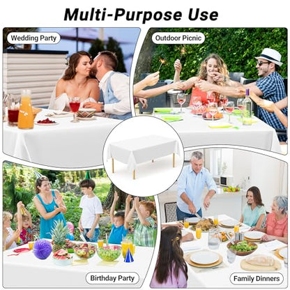 QZYL 4 Packs White Plastic Tablecloth, Large Sturdy Disposable Table Cloth - color: White, size: 4pcs 54x108 in
