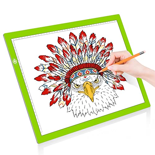 A3 Copy Light Board Tracing Box, Ultra-Thin Adjustable Drawing Tablet USB Power Artcraft LED Tracer Light Pad for Diamond Art Painting Accessories, Sketching, Animation, Quilting, Stenciling (Green) - color: GREEN, size: 11.7" x 16.5"