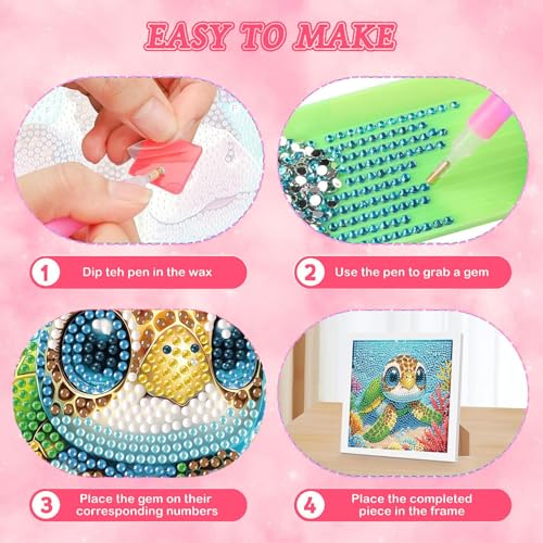 Arttoplus Sea Turtle Diamond Art Painting Kits for Kids with Frame(7x7inch) - color: CC1004-US