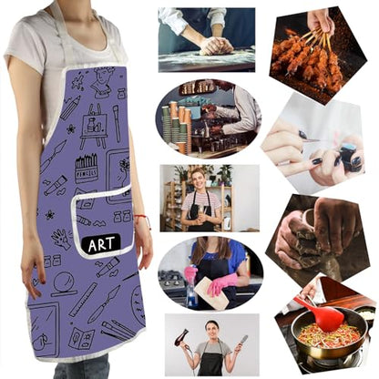 MBMSO Painting Artist Apron with Pockets Artist Painter Gifts Art Lover Gift for Art Teacher Student Painter Apron Waterproof - color: Art A-purple2