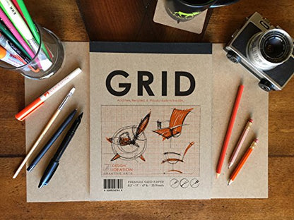 Design Ideation Grid PAD. Removable Sheet. Premium Paper. Smart-Bind Reinforced Lay Flat Binding. Orange Grid. (8.5" X 11") PAD-2550-TS (1 Book) - size: 1 PAD