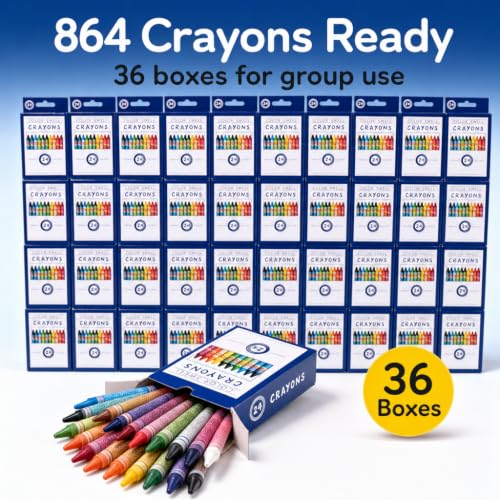Color Swell Bulk Crayons, 36 Packs, 24 Colors Per Pack (864 Total) - size: 36 Pack | 864 Crayons