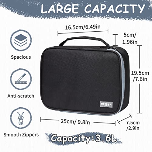 VASCHY Large Pencil Case, Art Color Pencils Pouch with Detachable Layers Multiple Zip Pockets for School Office Stationary Organization Black - color: Black