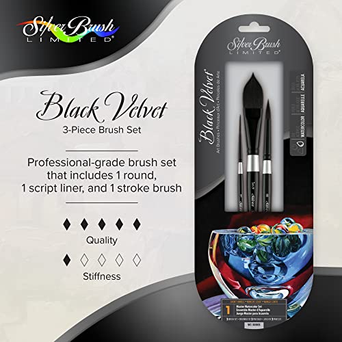 Silver Brush Limited Black Velvet Master Watercolor Paintbrush Set, 3pc - color: Master Watercolor Set, size: 3 Pc