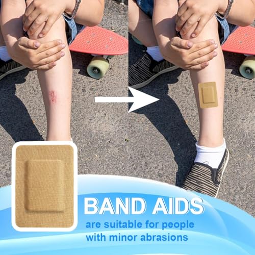 60pcs 3 x 4 Inch Flexible Adhesive Bandages Breathable Large Size Bulk Fabric Sterile Bandage for First Aid Skin Wound Protection Care