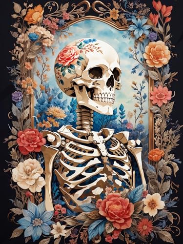 Diamond Art Kits for Adults Skull Flower Diamond Painting Kit 12x16in - color: Skull-C-Round Drill, size: 11.8x15.7in(30x40cm)
