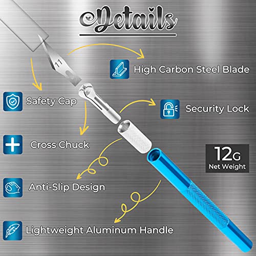 DIYSELF Exacto Knife Set, 2 Pack Craft Hobby Knife with 40 Spare Blades - color: Gold-blue