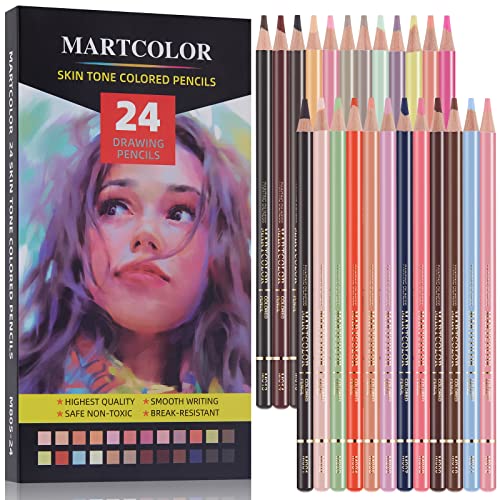 MARTCOLOR 24 Colors Skin Tone Colored Pencils for Portraits