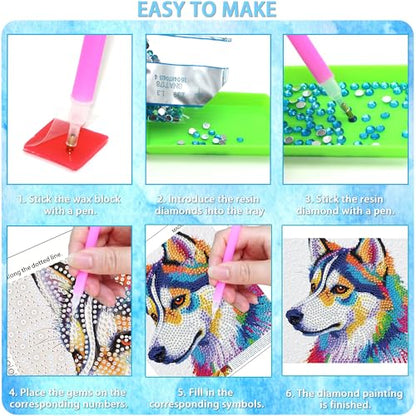 geesfayan Diamond Art Kits for Kids,6 Inch DIY Gem Art Painting with 7 Inch Frame, Complete Starter Kit for Beginners, Creative Arts & Crafts Gift for Girls & Boys (Cartoon Cat) - color: Cartoon Cat
