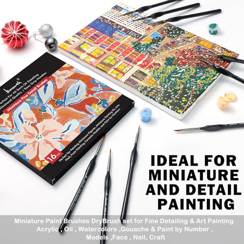 Brusarth Detail Paint Brushes, Miniature Paint Brushes Set, 16 pcs - size: 16 Pieces