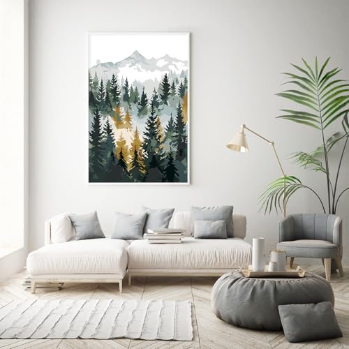 Framed Paint by Numbers Kit for Adults Beginner & Kids Age 8-12, Easy Landscape Adult Paint by Number Kits on Canvas, DIY Acrylic Forest Number Painting for Adults Mountain for Home Decor 8x12 Inch - color: DG-OP-F-MistyForest-2030