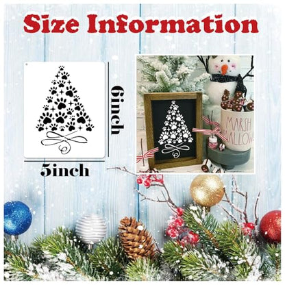 yhslmh Christmas Stencils for Painting on Wood Small Reusable Large Merry Christmas Tree Stencils for Crafts Door Hanger Home Canvas Wall Holiday (14Pcs Christmas), white - style: 14Pcs Christmas