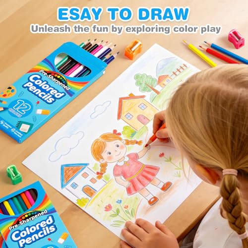 Jyusmile 432 Count Colored Pencils, Bulk 36 Boxes with 36 Sharpeners