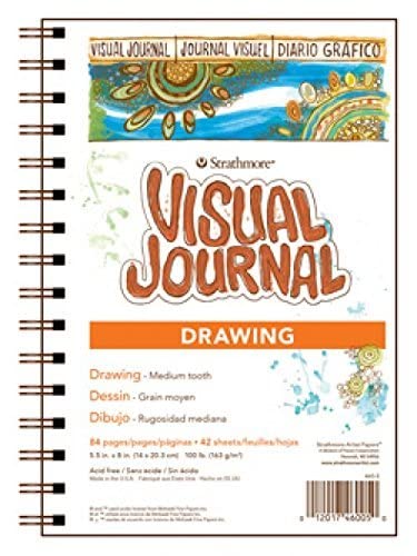Strathmore Wire Bound Visual Journal, 100 lb. Drawing Paper, 5.5 X 8 inches, 42 Sheets (460-5) - size: 5.5x8.5, style: Drawing
