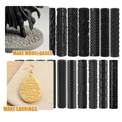 20-Piece 3D Printed Texture Roller Set, Clay Embossing Tools for Adults