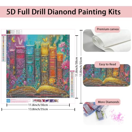 Diamond Painting Kit for Adults,5D Full Drill Magic Book Diamond Art | DIY Flower Butterfly Paint by Diamonds Dot Gem Art for beginners, Home Wall Decor 13.78x13.78Inch - color: KM1176-1