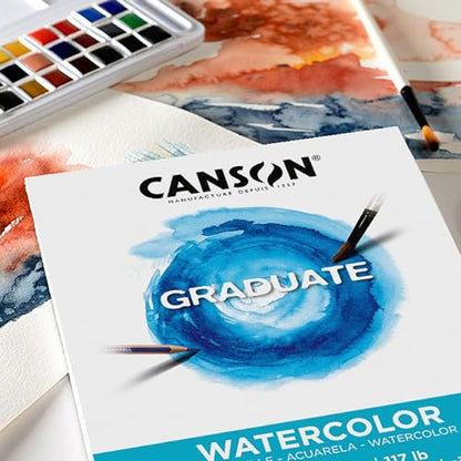 Canson Graduate Watercolor Pad, Foldover, 5.5x8.5 inch, 20 Sheets | Artist Paper for Adults and Students - Painting, Gouache, Mixed Media and Ink - size: 5.5x8.5 inch