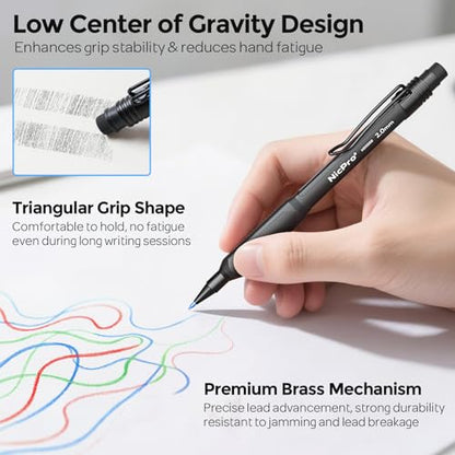Nicpro 6PCS Art Mechanical Pencil Set,HD1000 Mechanical Drawing Pencils | 3 PCS Mechanical Pencils 0.5-0.9 mm & 3 PCS 2mm Lead Holder (6B 4B 2B HB 2H 4H Colors) For Outdoor Writing, Sketching Drawing - style: 0.5,0.7,0.9,2.0mm(6 Pcs)
