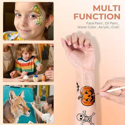 Nicpro 7pcs Face Paint Brush Set,Aesthetic Pastel Face & Body Paint Brushes - color: Pastel