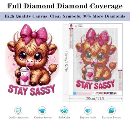 HHMATITS Cow Diamond Art Kits for Adults - Diamond Painting Kits 12x16Inch - color: Cow-1
