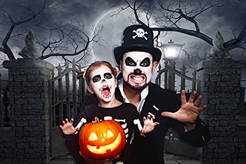 Halloween Night Full Moon Backdrop Gloomy Woods Graveyard Photography Background Horrible Cemetery Spooky Party Banner Halloween Party Decoration Photo Booth Props 9X6FT TP17G - size: 9X6FT