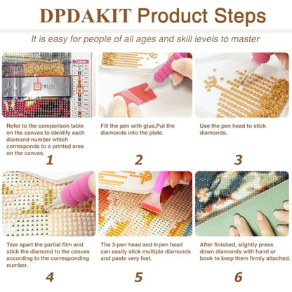 DPDAKIT Giraffe Diamond Painting Kit for Adults, Animal Diamond Art 12x12In | Round Full Drill, 5D Dot Painting for Beginner, DIY Crystal Gem Art Kit, Relaxing Craft, Home Wall Decor Gift, Diamond Dots