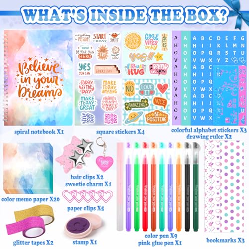 Nsrzua DIY Journal Kit for Girls,Toys for Ages 8-14 and Birthday Gifts for Girls - color: blue