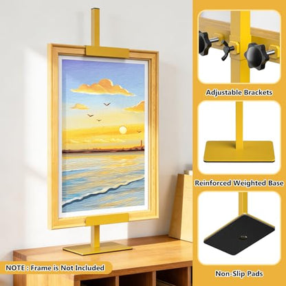 Tabletop Easel Stand Picture Easels for Display Up to 29.7" H Gold Picture Frame Stand Table Top Easel Metal Picture Easel for Photos, Painting, Artwork, Books (Base: 1.32 lbs) - size: 29.7 in