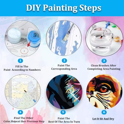 Artunion Framed Paint by Numbers Kit for Adults Beginners & Kids Ages 8-12,Colorful Monkey Paint by Number with Frame,Animals Paint by Numbers Kit on Canvas 10 * 10 Inch Without Easel - color: ZXT-267-F