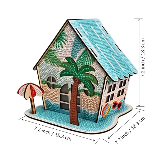 3D Diamond Painting Cabin Kit – DIY Full Drill Miniature House Craft with Rhinestones, Decorative Building Set for Adults & Teens (Beach House Cabin) - style: Beach House Cabin