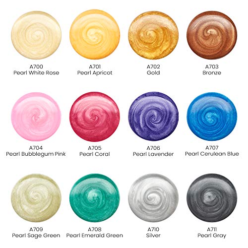 ARTEZA Metallic Gouache Paint, Set of 12, 12ml/0.4 US fl oz Gouache Paint Tubes, Glitter Paint for Canvas and Paper - size: 0.4 Fl Oz (Pack of 12)