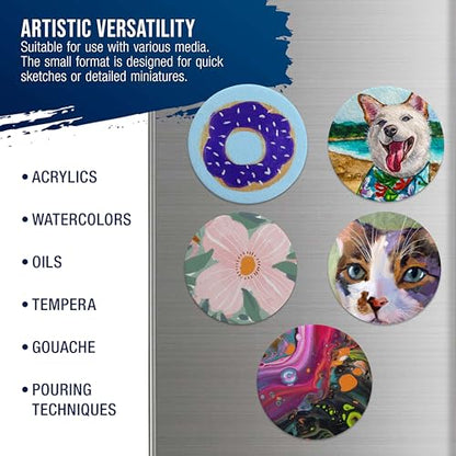 U.S. Art Supply Mini Magnetic Canvas Panels, 24 Pack, 4 Inch Round - size: 4"