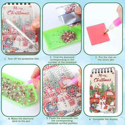 Fuyoooo 12 Pcs Holiday Diamond Art Notebook for Adults, 4.72 x 2.83 Inch | Seasonal Diamond Art Kits, Fall Halloween DIY Cover Notebook Diamond Painting for Beginner, 5d Journal Notepad Accessories - style: Seasonal