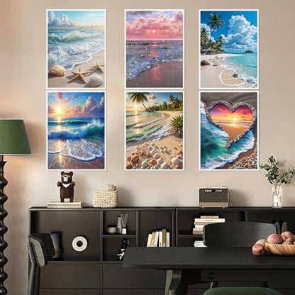 6 Pack Diamond Art Kits for Adults, Beach Diamond Painting Kits 12x16 inch - color: 6 Pack Beach, size: 11.8x15.7in(30x40cm)