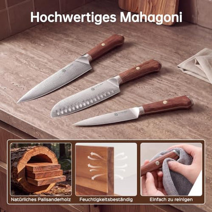 YOTSUBA 3 PCS Japanese Kitchen Knife Set with Full Tang Rosewood Handle - style: 3pcs knife set