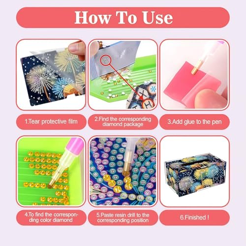 LSQFS DIY Diamond Art Tissue Box Kit, Ideal Handmade Craft Gift for Adults - color: Flower 2