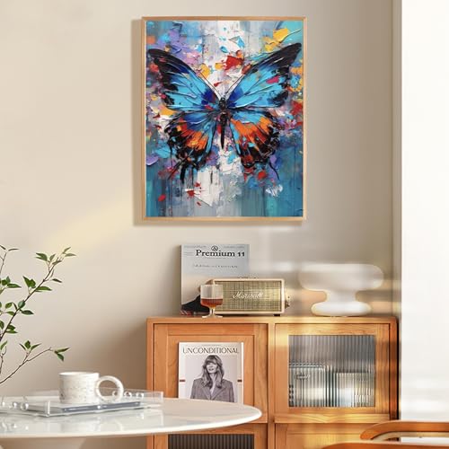 Fountor Paint by Numbers Kit for Adults Beginner, DIY Butterfly Adult Paint by Number Kits on Canvas Without Frame, Abstract Butterfly Acrylic Oil Paint by Numbers for Home Decor Gift 16”W x 20”L - color: LKOP003, size: Frameless