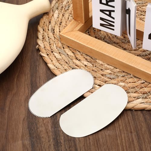 4 PCS Stainless Steel Pottery Tools Scraper, Pottery Ribs, Serrated Scraper and Smooth Scraper Tool for Pottery Steel Clay Serrated Scraper, Ceramics Clay Sculpting Tools for Texturing Modeling Potter