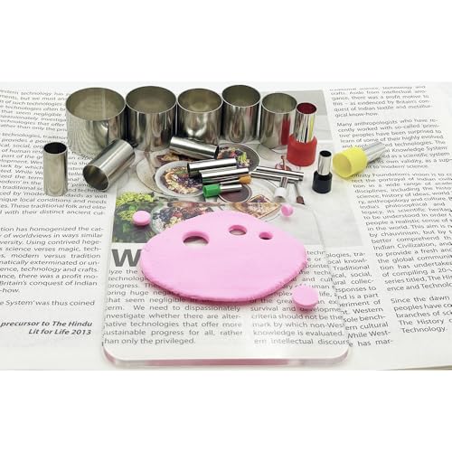 20PCS Stainless Steel Clay Cutter Round Circle Shape Cutter Ceramics Dotting Baking Ring Mold Cutter for Polymer Clay Pottery Handmade DIY Craft (20)