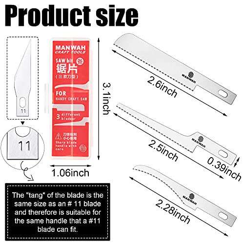 Honoson 6 Pieces Hobby Saw Blades Replacement Mini Craft Blade Micro Knife Saw Blades with Plastic Storage Box for Hand Cutting Tree Limbs and Branches Wood Pruning