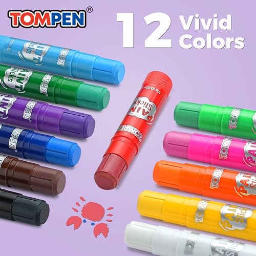 Tempera Paint Sticks for Kids & Artists,72 Pack 12 Vibrant Color | Non-Toxic,Quick Drying,Rainbow Colors,Washable Solid Paint Crayons,Ideal for Kids School Classroom Art Projects & DIY Crafts