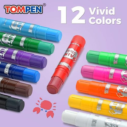 Tempera Paint Sticks for Kids & Artists,72 Pack 12 Vibrant Color | Non-Toxic,Quick Drying,Rainbow Colors,Washable Solid Paint Crayons,Ideal for Kids School Classroom Art Projects & DIY Crafts