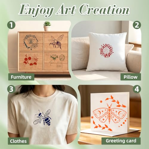 Insect Bee Stencils for Crafts Reusable 25Pcs Stencils(6X6 Inch) - color: Bee 1