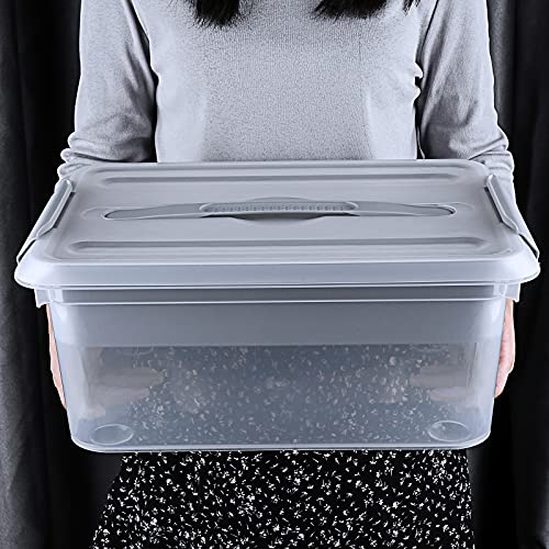 BTSKY Stack & Carry Box, Clear Plastic Storage Container Stackable Home Utility Box with Removable Tray Multi-Purpose Storage Bin for Organizing Stationery, Sewing, Art Craft Supplies(Grey) | Stackable Home Utility Box Multi-Purpose Storage Bin for Organi