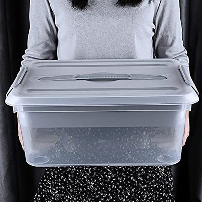 BTSKY Stack & Carry Box, Clear Plastic Storage Container Stackable Home Utility Box with Removable Tray Multi-Purpose Storage Bin for Organizing Stationery, Sewing, Art Craft Supplies(Grey) | Stackable Home Utility Box Multi-Purpose Storage Bin for Organi