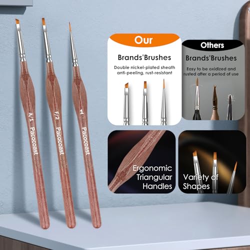 12PC Miniature Brushes, Pacocoast Detail Paint Brushes Set for Fine Detailing & Art Painting, Small Tiny Paint Brush Perfect for Acrylic, Paint by Number, Figurine, Craft, Models (Silver, Brown) - color: Silver, Brown