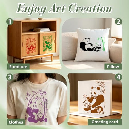 Panda Stencils for Crafts Reusable 16Pcs Stencils(11.8X8.2 Inch) - color: Panda